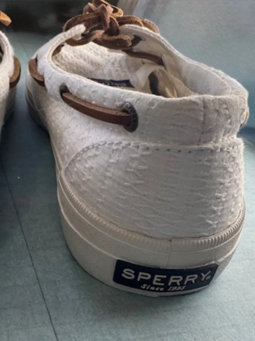 SPERRY Top-Sider White Textured Boat Shoes w/Memory Foam -NEW! Women’s Sz 8